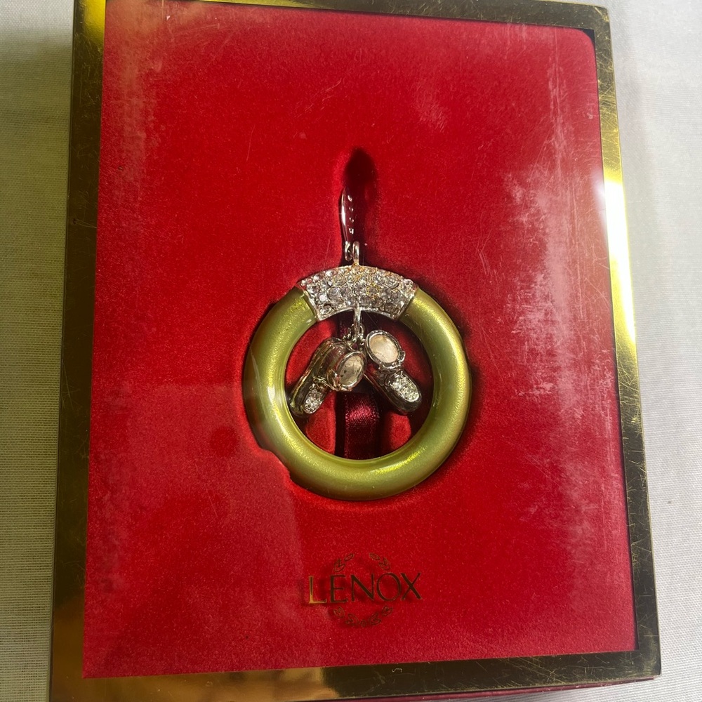 Lenox Baby Jewels Baby Ring Silver Plated Christmas Vintage Ornament